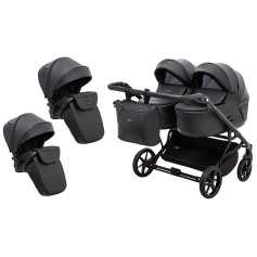 Коляска 2 в 1 для двойни Adamex Leo Duo Eco SA-2 черный