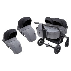 Коляска 2 в 1 для двійні Bair Sorento DUO BS-04 графіт / чорний