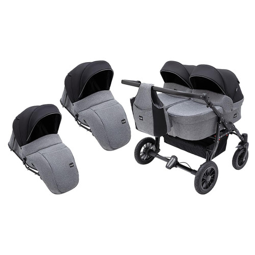 Коляска 2 в 1 для двойни Bair Sorento DUO BS-04 графит/черный