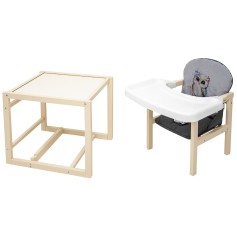 Стульчик-трансформер Babyroom Пеппи-260 слоновая кость серый/графит (сова)