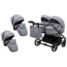 Коляска 2 в 1 для двойни Adamex Leo Duo Tip TK-60 темно-серый