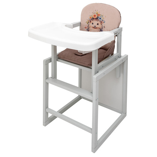 Стільчик-трансформер Babyroom Пеппі-250 сірий капучино / шоколад (їжачок, квіти) — 5484