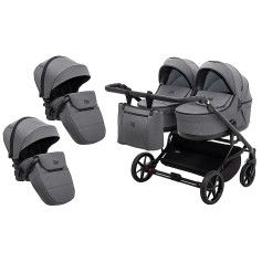 Коляска 2 в 1 для двойни Adamex Leo Duo Tip TК-57 графит