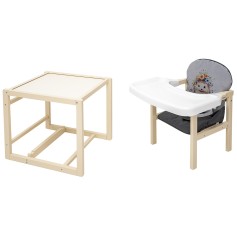 Стульчик-трансформер Babyroom Пеппи-260 слоновая кость серый / графит (ежик, цветы)