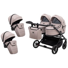 Коляска 2 в 1 для двойни Adamex Leo Duo Tip TK-72 капучино 