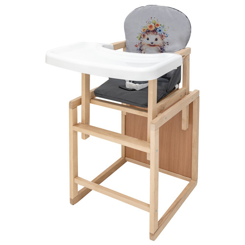 Стульчик-трансформер Пеппи-230 эко Babyroom Ёжик, цветы серый/графит — 5489