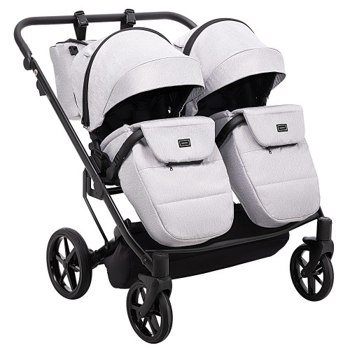 Коляска 2 в 1 для двійні Adamex Leo Duo Tip TK-1 світло-сірий — 14974