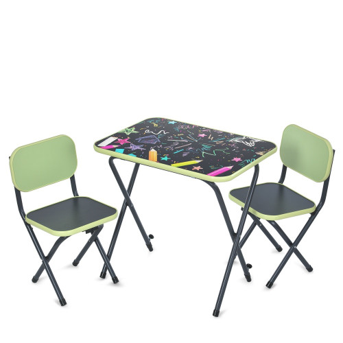 Дитячий стіл із двома стільчиками Bambi Creative, англійський алфавіт, салатовий 