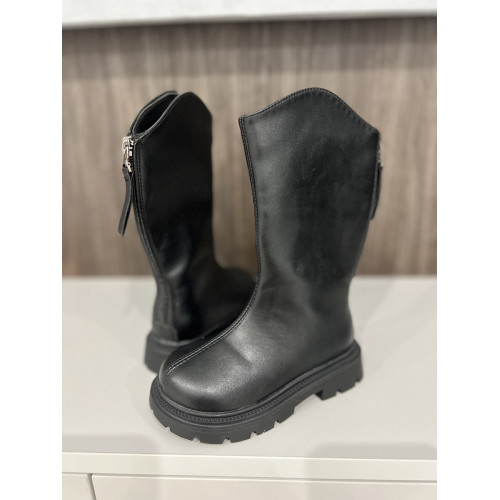 Детские высокие сапожки для девочки, демисезон, черные, 26-30р (0831-1)