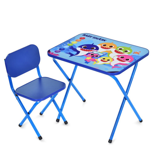 Дитячий стіл із стільчиком, складний, кольори, 59,5-44 см, синій (M 5960-4)