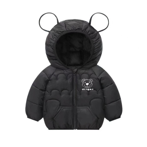 Дитяча куртка 022-9 з вушками та медведиком чорна