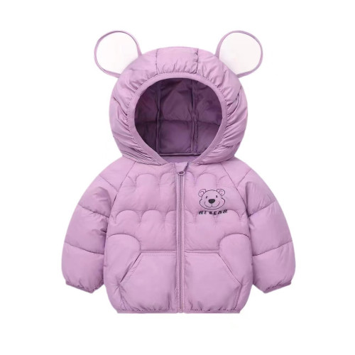 Дитяча куртка 022-9 з вушками та медведиком фіолетова