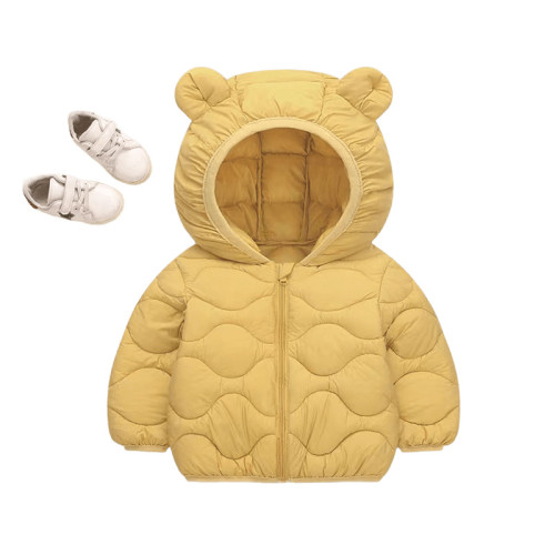Дитяча куртка стьобана 023-12 з вушками жовта