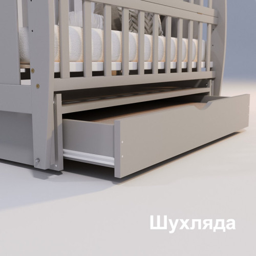 Дитяче ліжечко Дубик-М Умка з ящиком, маятник, відкидна боковина, слонова кістка — 3759 Дитяче ліжечко Дубик-М Умка з ящиком, маятник, відкидна боковина, слонова кістка — 3759