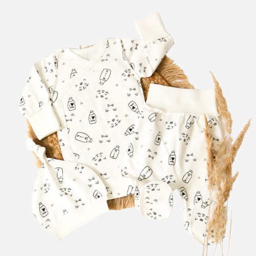 Дитячий утеплений комплект для новонароджених Фламінго Bottle/Молочний 56 см (433-109)