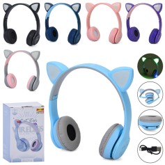 Дитячі бездротові навушники із вушками, Bluetooth, USB-зарядне, 6 кольорів (P47M)