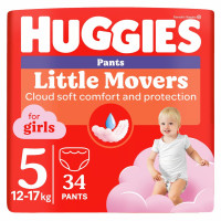 Підгузки-трусики Huggies Little Movers Pants 5 для дівчаток (12-17 кг) 34 шт
