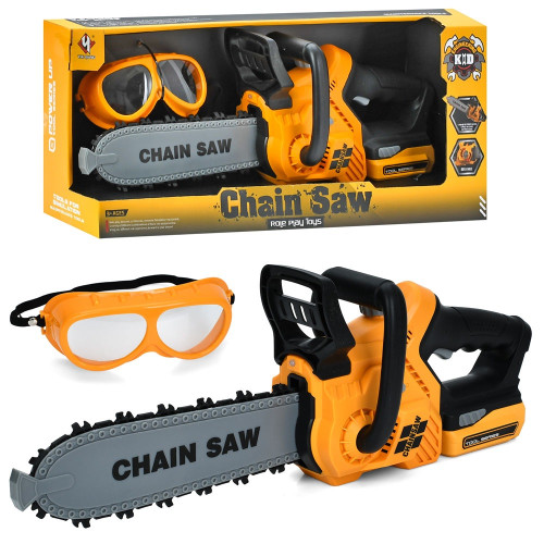 Іграшкова бензопила з окулярами, звук, світло, рухлива стрічка, 49 см (T058)