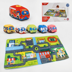 Игровой набор тканевых автомобилей с ковриком, 158-80 см (HE 0243)