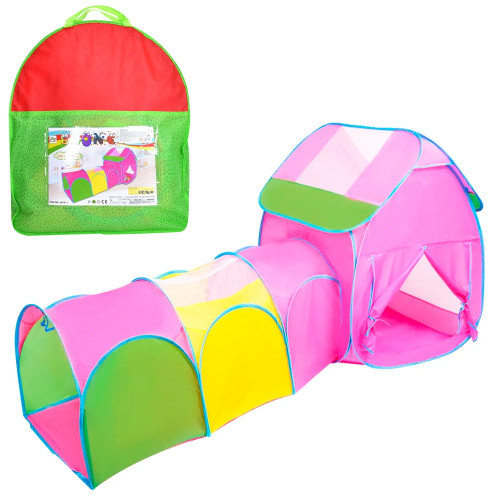 Детская игрушечная палатка домик с туннелем, 2 стены-сетки, 210-83-104 см (MR 1482)