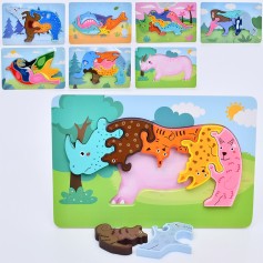 Деревянная игрушка пазл, животные, микс видов (MD 0858)