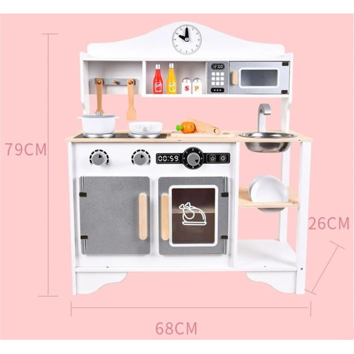 Детская игровая кухня, деревянная, с аксессуарами, 68-26-79 см (C 69826) — 25130