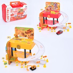 Гараж игрушечный 2 этажа с машинками, в чемодане, 2 вида (6631-32)