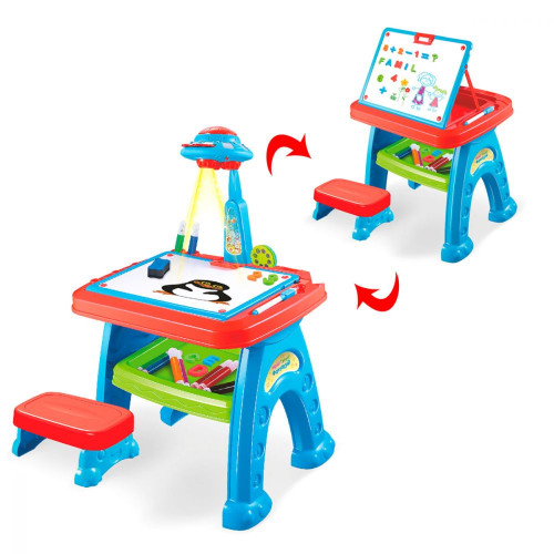 Дитячий столик-проектор 2 в 1 із мольбертом для малювання, 39-30-58 см (AK 0005)