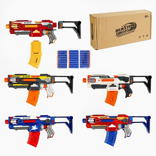 Дитячий автомат бластер 5 кольорів, 30 м'яких патронів, на батарейках (SB 524)