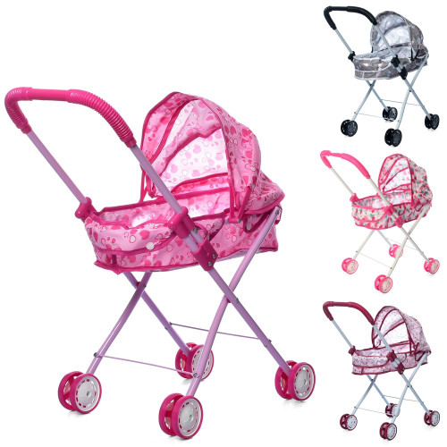 Коляска для ляльки прогулянкова, подвійні колеса, 3 кольори (M 0354 U/R)