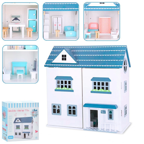 Дитячий дерев'яний ляльковий будиночок, 52-55-28 см (MD 1955)