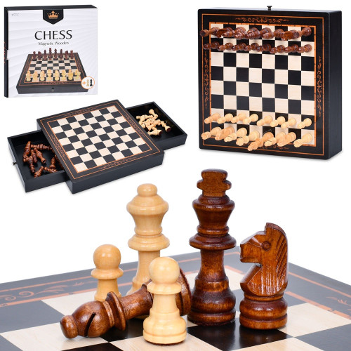 Дерев'яні шахи з 2 шухлядами, магнітні, коробці 31-32,5-5,5 см (FG240502024L)