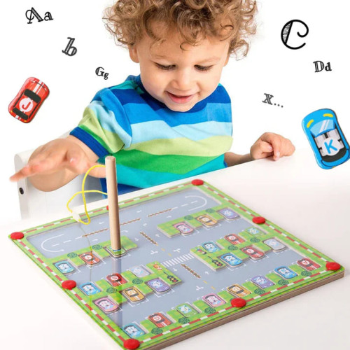 Дерев’яна розвиваюча гра Tree Toys ігрове поле, стоянка, магнітна, 29,5-29,5 см (MD 0830) — 21556