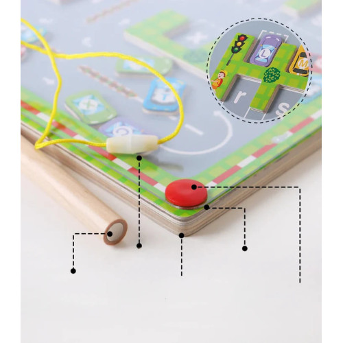 Дерев’яна розвиваюча гра Tree Toys ігрове поле, стоянка, магнітна, 29,5-29,5 см (MD 0830) — 21556