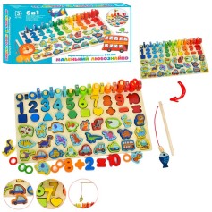 Деревянная многофункциональная развивающая доска Tree Toys цифры, фигурки, кольца (MD 1948)