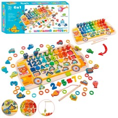 Деревянная многофункциональная развивающая доска Tree Toys цифры, фигурки, кольца (MD 1949)