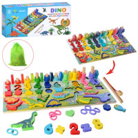 Дерев’яна розвиваюча дошка Tree Toys цифри, динозаври, рибки, кільця (MD 2758)