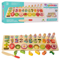 Дерев’яна іграшка Tree Toys Набір першокласника, цифри, фрукти, фігури (MD 2284)