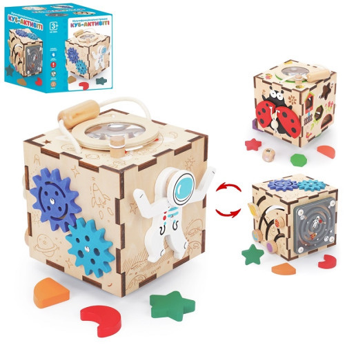Дерев’яна розвиваюча іграшка Tree Toys Бізікуб, 15,5-15,5-13,5 см, 2 види (MD 0894)