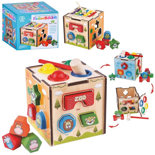 Дерев’яна розвиваюча іграшка Tree Toys куб, сортер, фігури, музика (MD 0840)