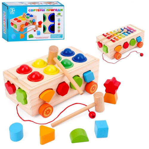Дерев’яна розвиваюча іграшка Tree Toys сортер, ксилофон, стукалка (MD 0833)