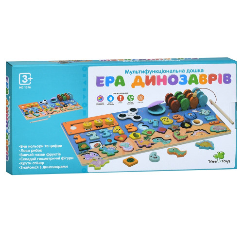Дерев’яна розвиваюча багатофункціональна дошка Tree Toys математичні знаки, динозаври (MD 1376) — 21572