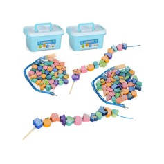 Шнуровка деревянная с фигурками MD 0145, набор для нанизывания