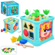 Дерев'яна іграшка Куб-пізнавайка Tree Toys сортер, шестерні цифри, рибалка, 17-17-15 см (MD 0835)