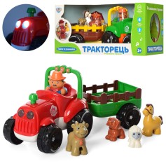 Детский трактор Limo Toy с прицепом, музыка, 36 см, 2 цвета (M 5572 RU)