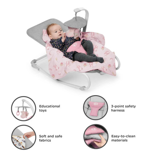 Шезлонг-гойдалка Kinderkraft Felio 2 Peony Rose (KBFELI20PNK0000) — 16309 Шезлонг-гойдалка Kinderkraft Felio 2 Peony Rose (KBFELI20PNK0000) — 16309