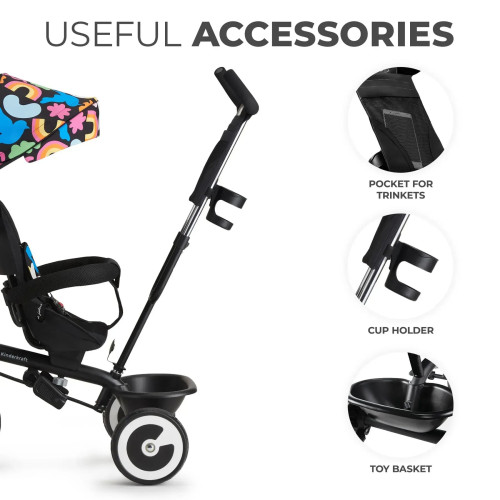 Триколісний велосипед з батьківською ручкою Kinderkraft Aston Happy Shapes (KRASTO00HAP0000) — 16239