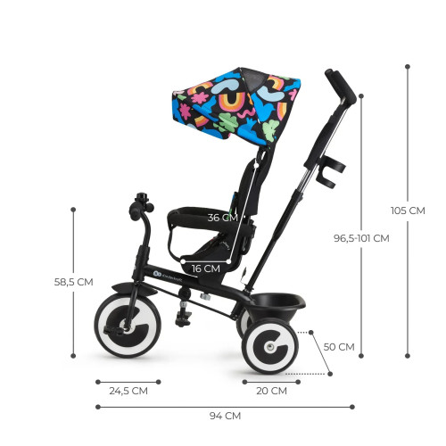 Триколісний велосипед з батьківською ручкою Kinderkraft Aston Happy Shapes (KRASTO00HAP0000) — 16239