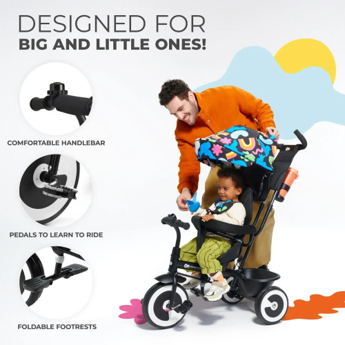 Триколісний велосипед з батьківською ручкою Kinderkraft Aston Happy Shapes (KRASTO00HAP0000) — 16239