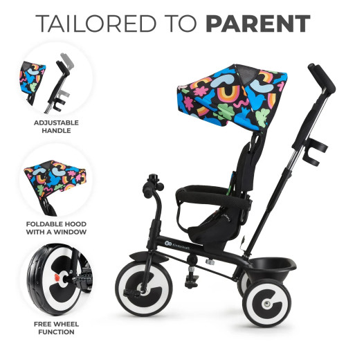 Триколісний велосипед з батьківською ручкою Kinderkraft Aston Happy Shapes (KRASTO00HAP0000) — 16239